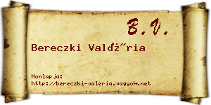 Bereczki Valéria névjegykártya