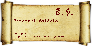 Bereczki Valéria névjegykártya